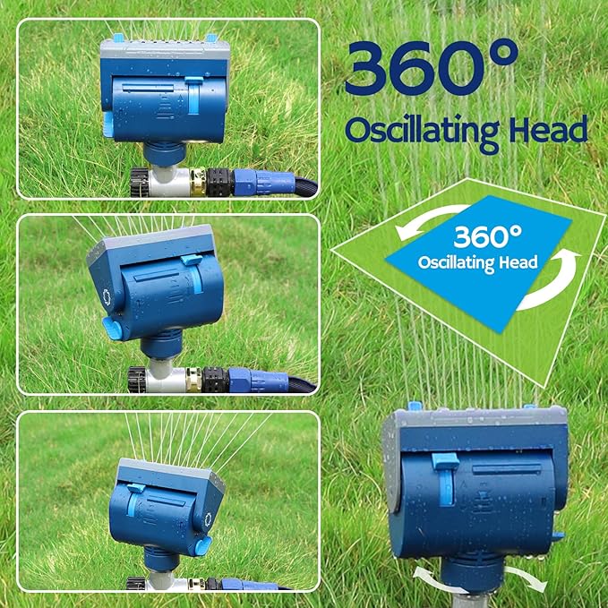 Airthereal Oscillating Sprinkler with Metal Step Spike and Quick Connect Adapter Set, Control Watering Range, Width, and Flow Rate, Covers up to 4,069 sq.ft., AquaVive SR16 [2-Pack]