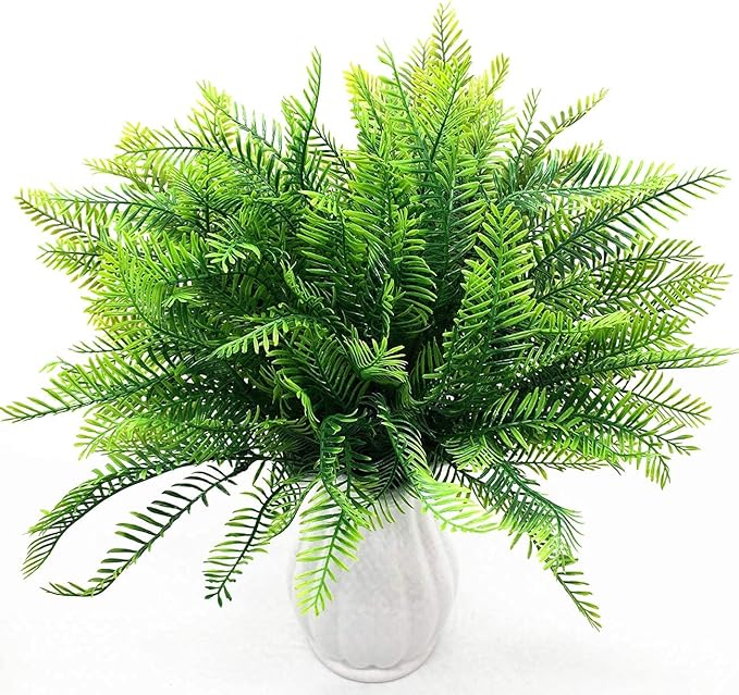 CATTREE Artificial Shrubs, Plastic Plants Bamboo Grass Fake Green Bushes Greenery Leaves Wedding Indoor Outdoor Home Garden Verandah Office Table Centerpieces Arrangements Decoration 6 pcs