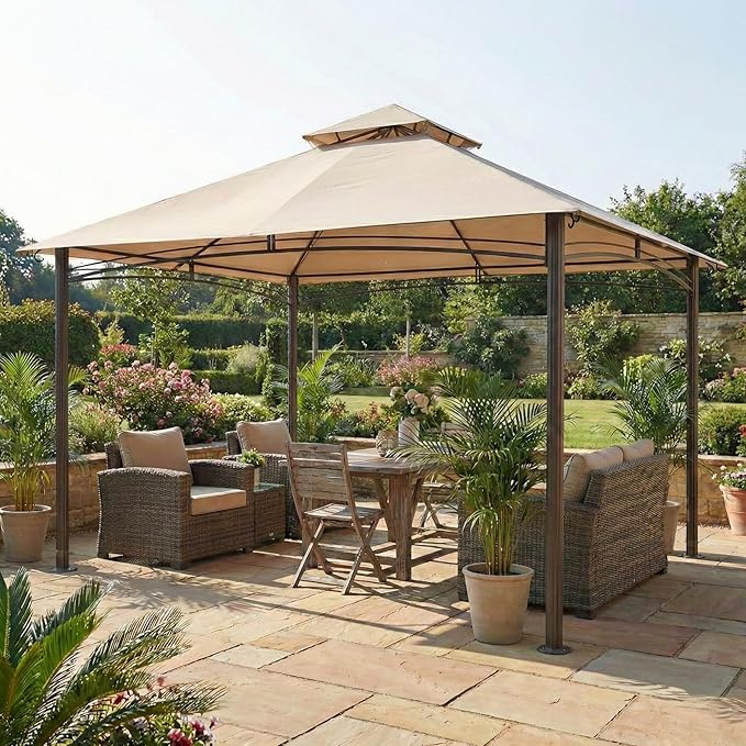 Garden Winds Durable 350 Replacement Canopy Top Compatible with Waterford 13' X 10' Gazebo Model 5LGZ6526-V5 - Beige