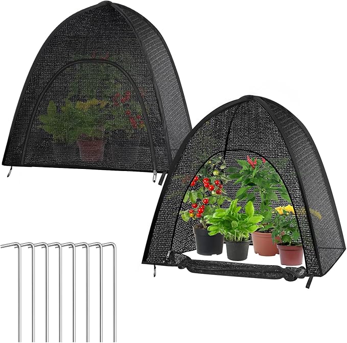2 Pack Plant Shade Tent, Plant Shades for Outdoor Plants, UV Resisitant 80% Sunblock Shade for Plants Sun Protection, Plant Shade Cover for Flower Potted Plants (22x22x23Inch)