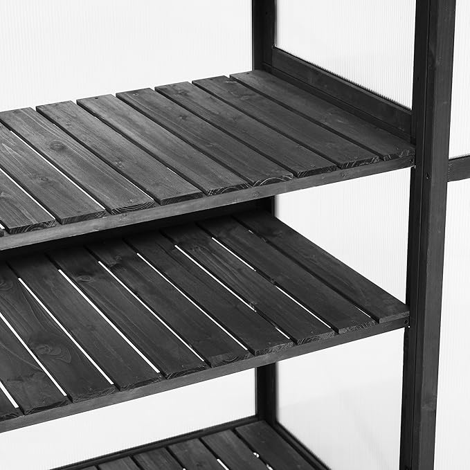 Merax Mini Greenhouse Indoor Outdoor, Portable Warm House with Openable Roof Vent, Garden and Backyards Cold Frame Rack with Fir Wood Frame Winter-Proof for Plant Protection, Balck