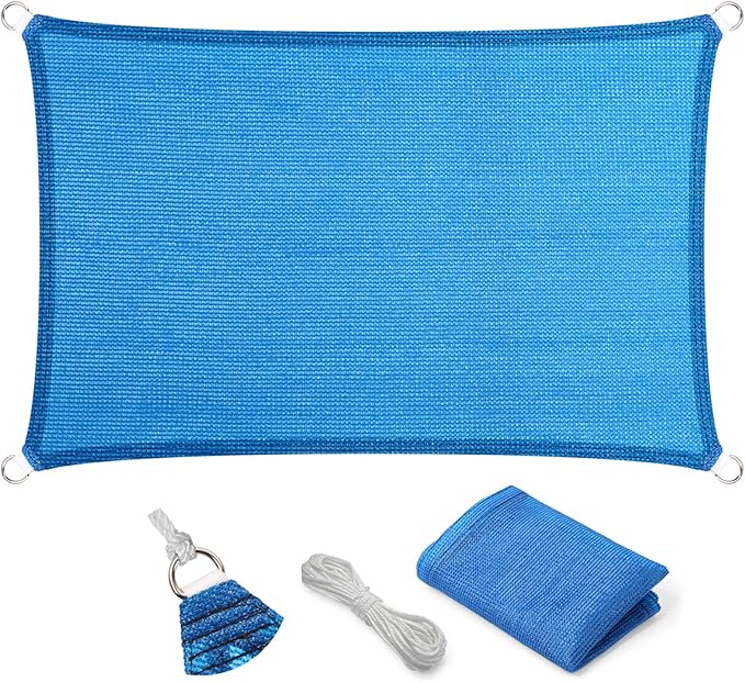 Eden's Decor Straight Flat-Edged Sun Shade Sail Rectangular 5' x 13' Blue UV-Blocking Outdoor Canopy Fabric Cloth Awning for Pergola Patio Garden Backyard Custom Size