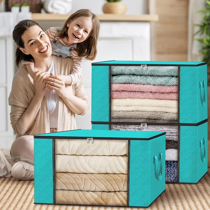 Fab totes 10 Pack Storage Bags for Clothes Blanket Storage Bins with Lids
