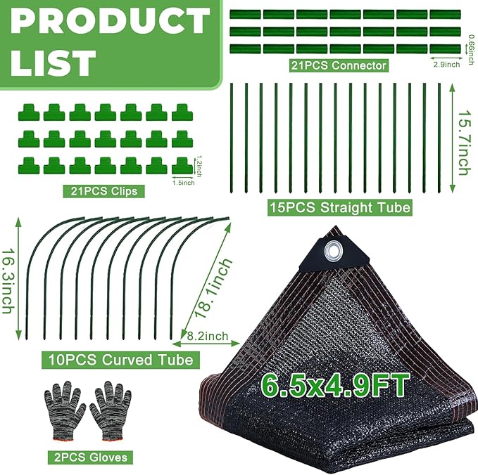2026 Upgraded Garden Shade Cloth Kit 78.7"x59" Garden Shade Cloth for Plants Heat Protection with 5 Sets Garden Hoops for Raised Beds 75% Sunblock Shade Cloth Row Cover for Outdoor Plant Vegetables