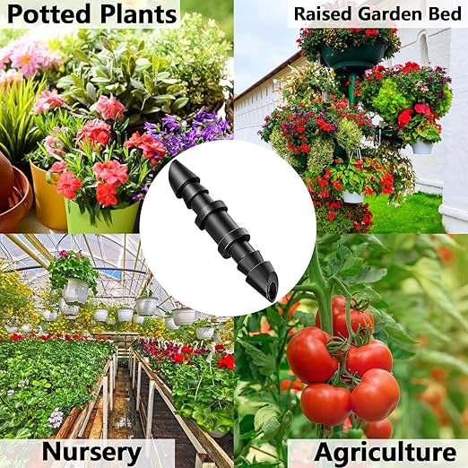 100 Pack Drip Irrigation 1/4" Barbed Coupling Fittings, Drip Line Barbed Coupler Connectors for 1/4 Inch Irrigation Tubing Micro Irrigation Connection Parts for Garden Sprinkler Systems