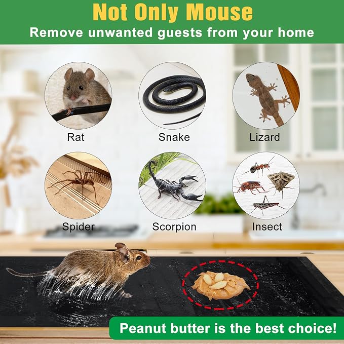 10 Pack Super Large 47.2 * 11'' Sticky Mouse Rats Glue Traps for Mice | Peanut Taste Pheromone, Peanut Taste Pheromone Traps for Home, Rodent Snakes