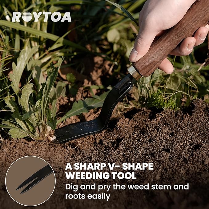 ROYTOA Gardening Tools Weed Puller Tool,Heavy Duty Weeding Tool with Ergonomic Handle Garden Weed Remover Tool for Planting, Flower and Vegetable Care in Lawn Garden Yard