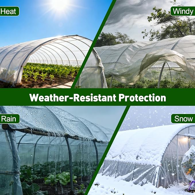 Greenhouse Plastic Sheeting,6.5ftx9.8ft Greenhouse Film,Clear Polyethylene Film for Outdoor Plant,Farms,Garden,Agriculture,Waterproof Wind Frost Dust