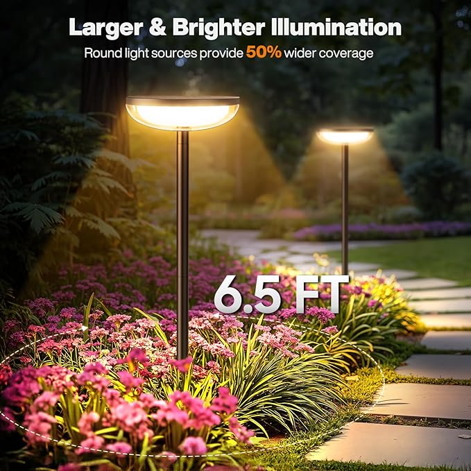 ELECLINK Solar Pathway Lights Outdoor, 6 Pack Tall Solar Garden Lights Waterproof for Yard Flower Bed Patio Path Walkway Driveway Outside Decor Landscape Lighting