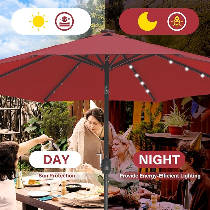 HealSmart 7.5ft Patio Umbrella with Push Button Tilt/Crank, Outdoor Table Market Yard Umbrella, 6 Sturdy Ribs for Garden, Deck, Backyard, Pool