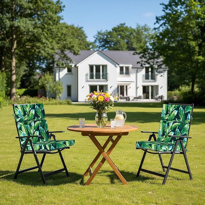 DYTXIII Outdoor High Back Chair Cushions Set of 2, 44"x22" Water Repellent Patio Seat Cushions with Elastic Sponge, All Weather Chair Pads for Rocking, Dining Chairs, Patio Furniture - Hanalei Lagoon