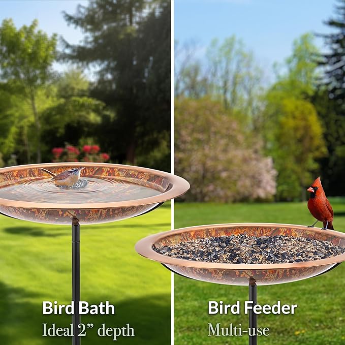 Good Directions Fired Copper Bird Bath on Garden Pole 18"