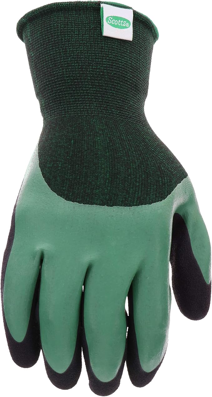 West Chester Scotts Men's Doubled Dipped Latex Work Gloves, Water Resistant, Excellent Grip, Abrasion Resistant, Green/Black, X-Large, (SC30602/XL)