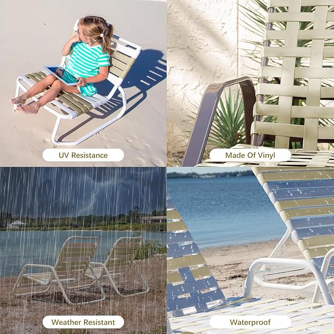 LukLoy 2" Wide 20ft Long Vinyl Straps for Patio Chairs Repair DIY + 20 Rivets, Replacement Straps for Lawn Chairs Patio Garden Balcony Outdoor Lounge Dining Furniture Repair, Driftwood