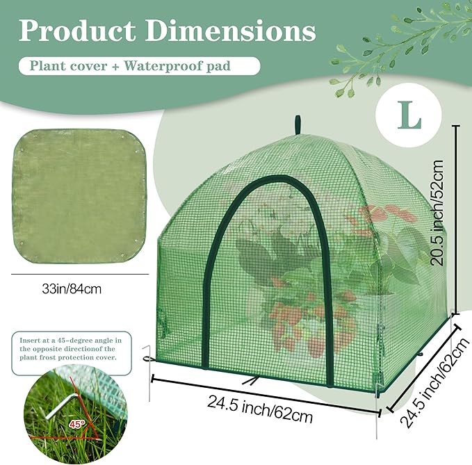 Portable Plant Cover Tent with Waterproof Base for Garden Indoor/Outdoor Tabletop Mini Greenhouse for Seed Starting Humidity Small Plants, Plant Protection from Animal for Raised Bed(L - PE - 1PCS)