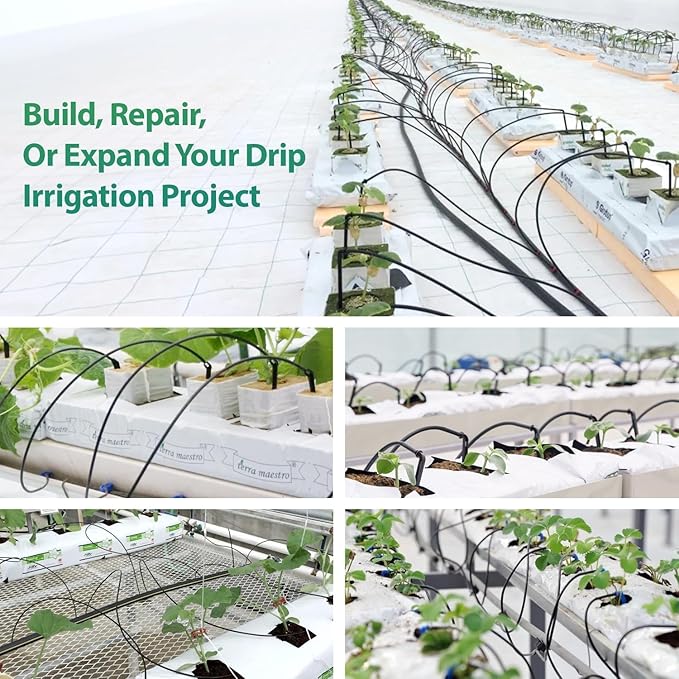 RedChili Drip Irrigation Universal 1/4" Barbed Elbow Fitting, 80 Pieces Drip System Parts 90 Degree Right Angle Connectors Fits 1/4-Inch Drip Tubing Irrigation For Drip Line Connection