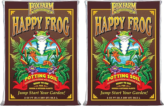 FoxFarm Happy Frog Potting Soil, 2cu ft (Pack of 2) - for Indoor/Outdoor Container Plants - Contains Mycorrhizae and Humic Acids
