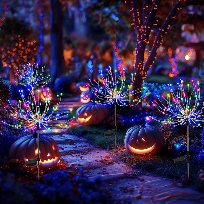 PEVOROS Garden Decor Solar Lights Outdoor,120LED Waterproof Colorful Solar Fairy Garden Lights for Outdoor Decoration,Yard, Patio, Porch,Flower Pot,Pathway,Christmas (4Pack)