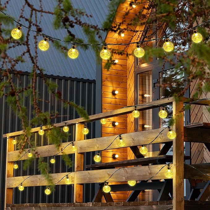 Joomer Solar String Lights Outdoor, 65FT 100LED Globe String Lights 8 Lighting Modes, Waterproof Solar Powered Patio Light for Garden Yard Porch Wedding Party Outdoor Decor (Warm White)
