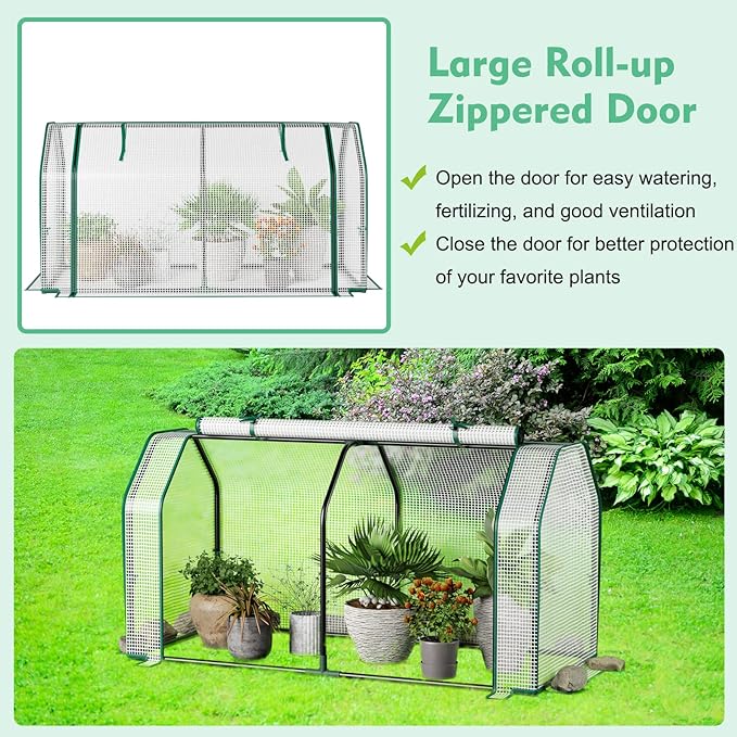 S AFSTAR Raised Garden Bed with Greenhouse Cover, Elevated Wooden Planter Box, 47”L x 24”W x 30”H, Outdoor Gardening Planting Bed for Vegetables Flowers & Herbs Grow Backyard Patio Lawn