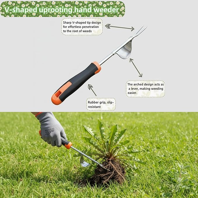 Weed Puller Tool, portable garden tool, Four-Tined Weeding Tool, Uprooting Weeding Tools, Crevice Weeder, Backyard Farming Weeding ，Weeding Equipment for Outdoor Camping ，Weed Removal Tool (style3)