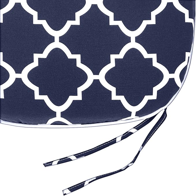 SleepMan Outdoor 17"x16" Chair Cushions with Ties Set of 4, Water Resistant All Weather U-Shape Seat Pads for Patio Garden Furniture Indoor Fade Resistant Patio Cushions (Blue Plaid)