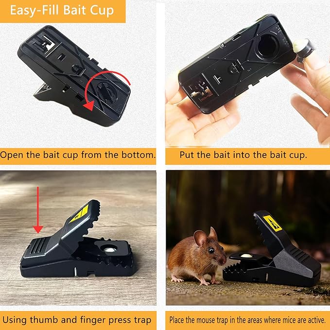 Reusable Mouse Traps – Powerful Snap Traps with Precise Trigger for Quick, Clean Mouse Catching – Indoor & Outdoor Rodent Control for Home, Garage, Garden-12 Pack