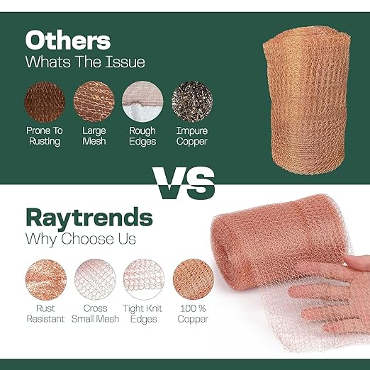 3rd Gen Copper Mesh Rodent Control Kit 5" x 405ft, 100% Premium Copper Wool for Sealing Holes & Water Gaps, Blocks Slugs, Snails, Mice & Pests – with Scissors & Packing Tool