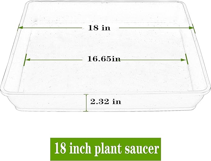 LWALRS 4 Pack Square Plant Saucer 18 Inch, Durable Plastic Plant Saucer, Heavy Duty Plant Pot Saucers, Planters for Indoors and Outdoors Plants，Large Deep Plant Trays for Pots,