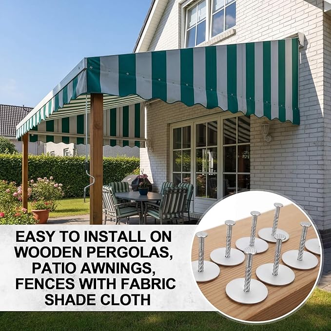 Flutesan 100 PCS Shade Cloth Fasteners Shade Cloth Clips for Wood Pergola Sun Screen Fabric Accessories Heavy Duty Fixing Secure with Washers Windproof Placement Netting Garden to Sunshade