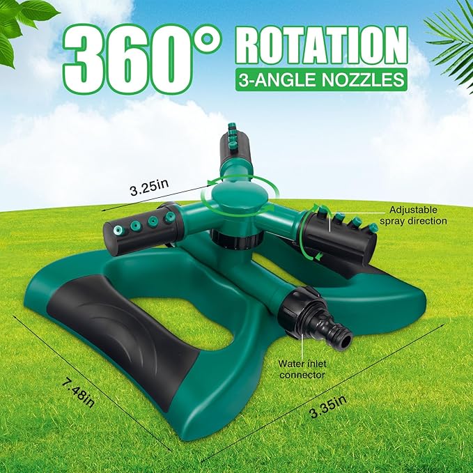 UNIFUN Sprinkler for Yard, Rotating Water Garden Sprinkler for Large Area Coverage, Lawn and Yard Sprinklers