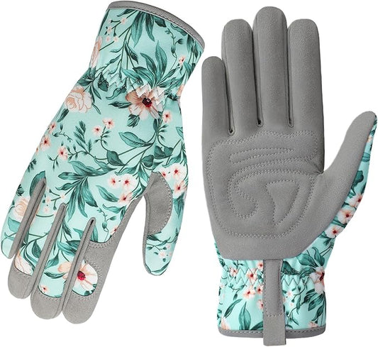 Trifabricy Gardening Gloves for Women, Breathable Leather Garden Gloves with Grip, Thorn-Proof Puncture-Resistant Work Gloves