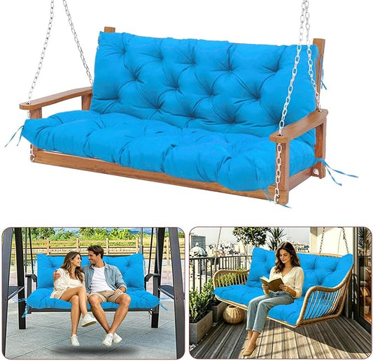 Premium 5" Thicken Porch Swing Cushions Waterproof 3 Seater Replacement Cushions with Backrest and Adjustable Straps, Outdoor Furniture Cushions for Patio, Garden(40×40×5inch)