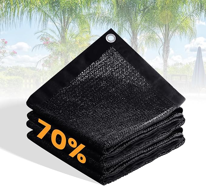 VICLLAX 70% Customized Black Garden Shade Cloth Sun Shade Fabric – UV Resistant Durable Sunblock Netting for Plants, Outdoor Patio, and Greenhouse Coverage, 15x22 FT