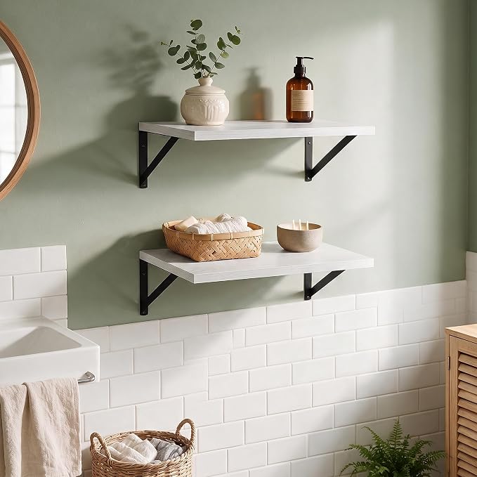 Dreamland Wall Mounted Floating Shelves Set of 2, 16x12, White