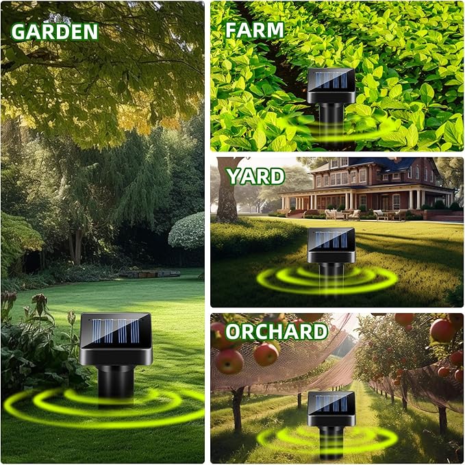 4 Pack Mole Repellent Solar Powered Gopher Repellent Outdoor Waterproof Sonic Mole Deterrent Stake Vole Repellent Spikes Rodent Repellent for Lawns Yard Garden, Getting Rid of Moles Voles Groundhog