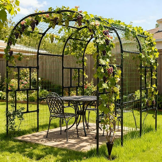 SUNYRISY Garden Arch Trellis, 118" x 79" x 87" Extra Large Garden Trellis for Climbing Plants Outdoor, Tall Archway Plant Support Garden Gazebo Outdoor for Grape Vine Vegetable Flower