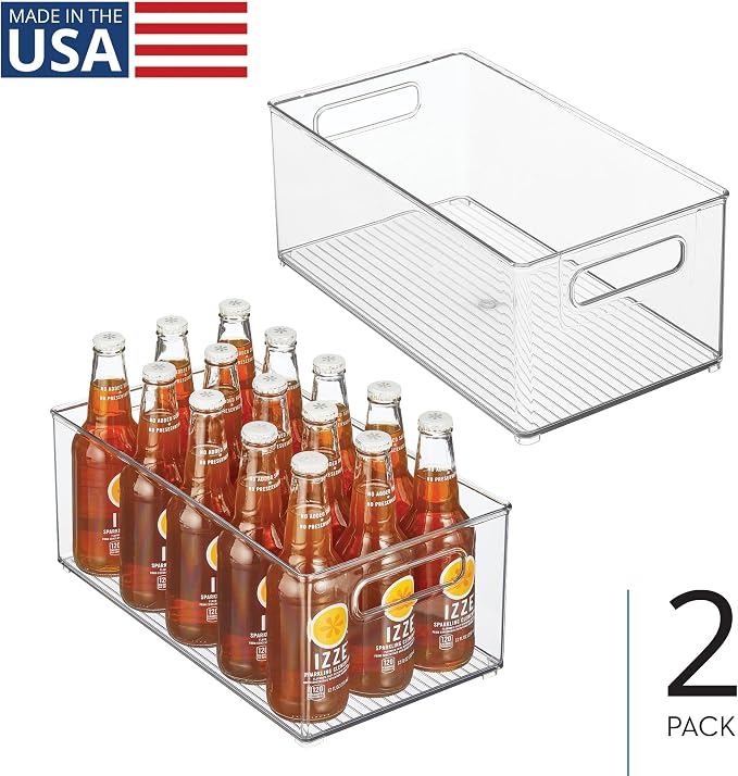 iDesign Stackable Fridge Bin, Set of 2, Clear