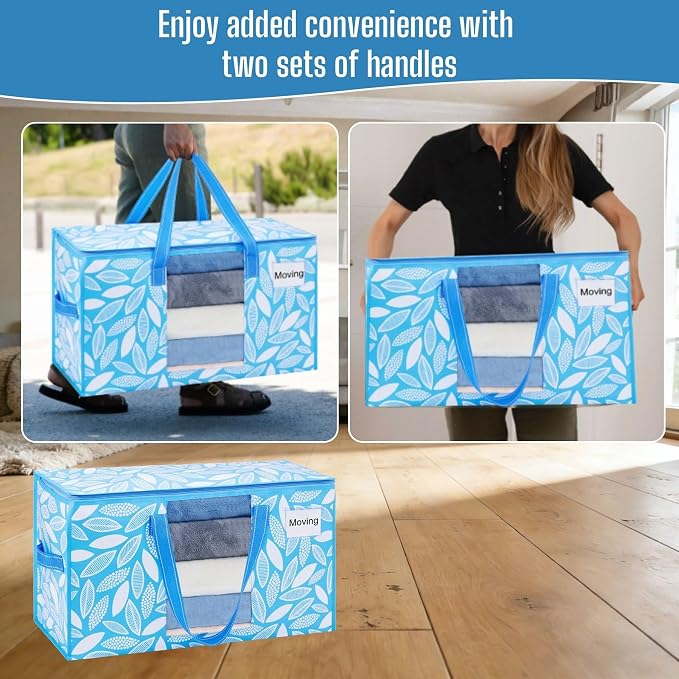VENO Moving Bags, Wide Open Top, Clear Window, Spring Breeze, 6 Pack