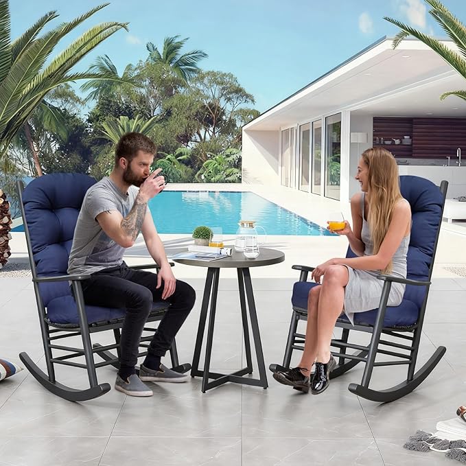 Outdoor Adirondack Chair Cushion Set of 2 Teal Blue Waterproof Tufted High Back Patio Cushions of Upper and Lower with Ties for Garden Backyard 47 * 19.68 * 3.9"