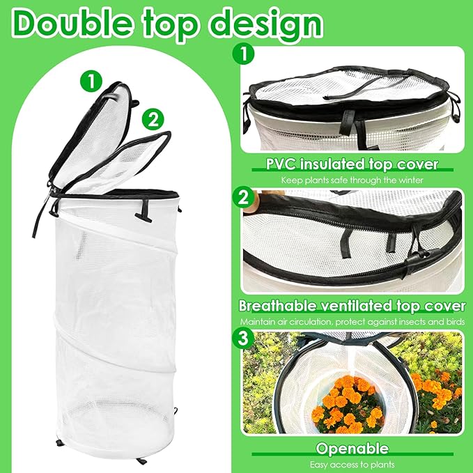 2 Pack Pop Up Mini Greenhouse for Raised Garden Bed Portable PVC Spring-Up Popup Greenhouse Plant Protector and Frost Cover for Young Tomato Plants & Other Plant Seedlings for Frost Rain Proof (black)