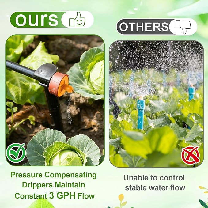 30Pcs 3 GPH Pressure Compensating Irrigation Drippers, Watering Spot GPH Dripper Drip Emitters Heads Constant Flow Outlet Heads for 1/4 Inch Irrigation Tubing for Garden Irrigation System