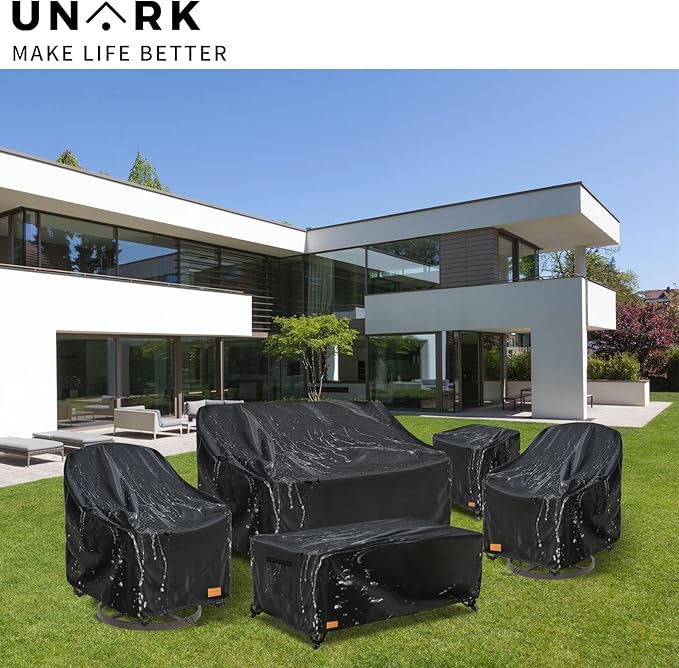 Outdoor Swivel Patio Chair Cover 4 Pack,600D Waterproof Heavy Duty Outdoor Chair Cover , Patio Furniture Covers, Outdoor Furniture Covers Waterproof, 30 W x 34 D x 36 H inches Black