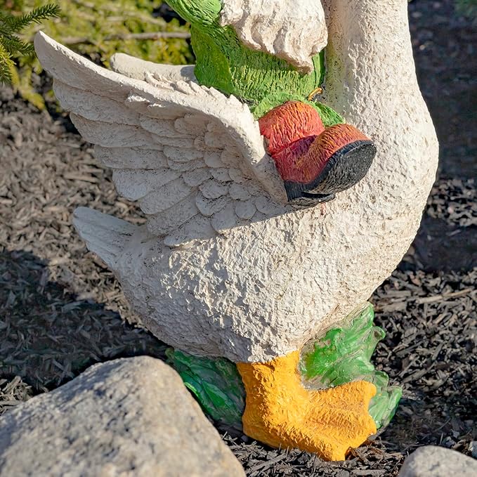 Zaer Ltd. Classic Spring Gnome Garden Statue in Assorted Styles (Gnome Riding Duck)