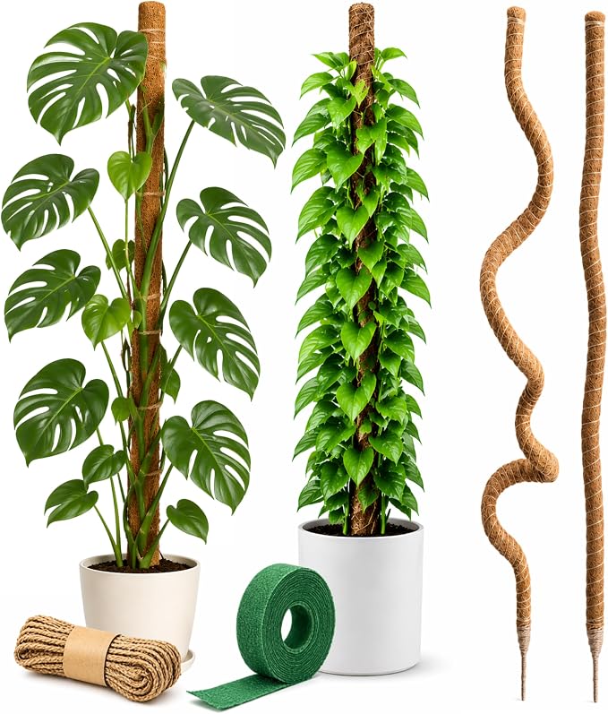 Craft911 Moss Pole Monstera Plant Support – 2 Pack 64” Bendable Moss Pole Monstera Plant Support, Plant Stakes for Indoor Plants, Tall Plant Sticks Support for Climbing Plants