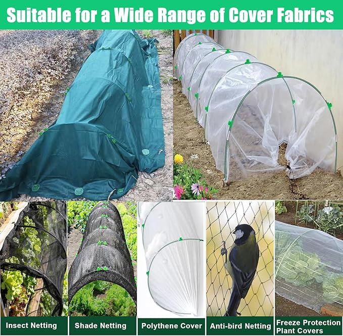 40 Pcs Greenhouse Hoops Kit, Gardening Grow Tunnel Hoops for Raised Bed Rust-Free Coated Fiberglass Garden Support Hoops Frame, Plant Supports Garden Stakes for Garden Plant Shade Cloth Row (40PCS)