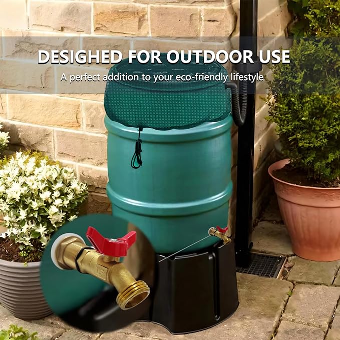 Hymnorq Rain Barrel Spigot Kit, Brass Outdoor Faucet Water Spigot for Water Barrel Bucket, Quarter Turn Ball Valve, with Bulkhead Fitting, Hose Connector Adaptor, Filter, Seal Tape