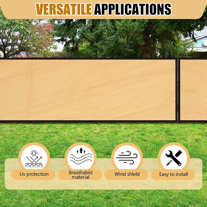 Fanfanwin 95% Pergola Shade Cover with Grommets,10' x 14' Outdoor Sun Shade Cloth Universal Pergola Replacement Canopy Privacy Screen for Patio Garden Gazebo Deck Porch Backyard,Wheat