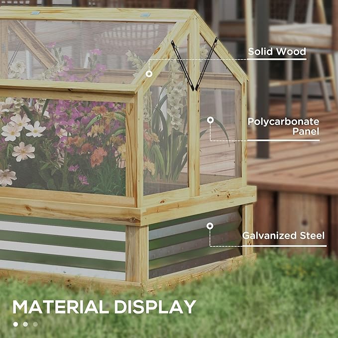 35.5Wx31.5Dx36H Weather-Protective Cold FFor rame Garden Bed, Twin-Wall Polycarbonate, Ventilated Climate Management, Natural Silver