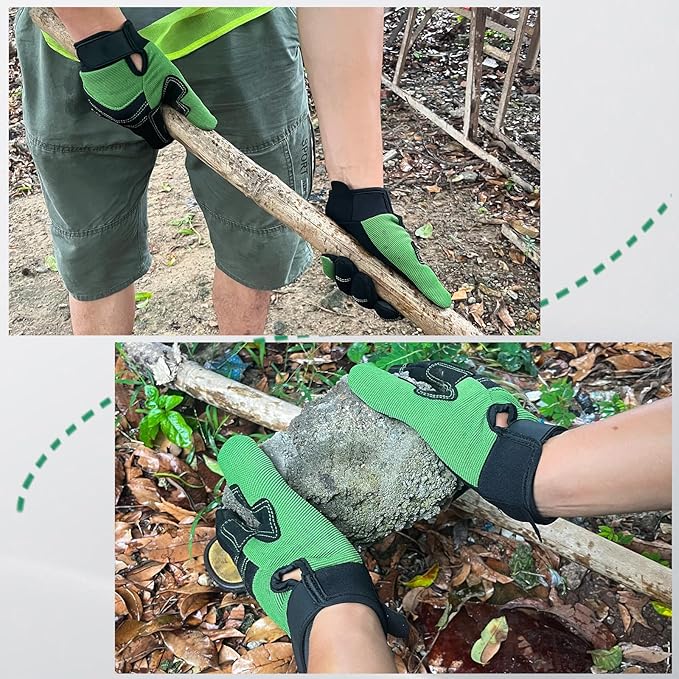 Synthetic Leather Spandex Mechanic Thorn Proof & Puncture Resistant Working Gloves with Touchscreen Support - Safety Work and Gardening Gloves for Men and Women